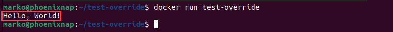 Running the ENTRYPOINT command with the default parameter defined in the CMD directive.