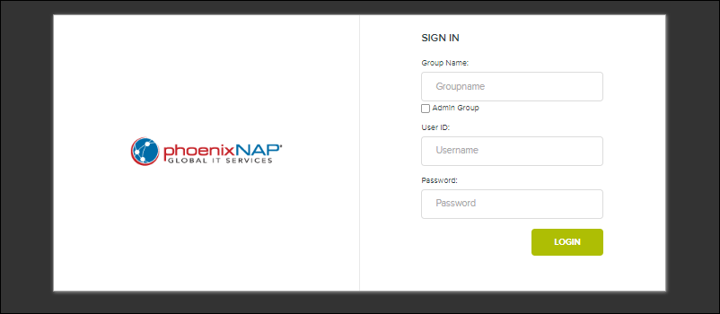 phoenixNAP objectstorage login page