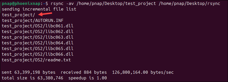 Copy directory recursively using rsync.