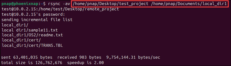 rsync multiple directories to a remote machine.