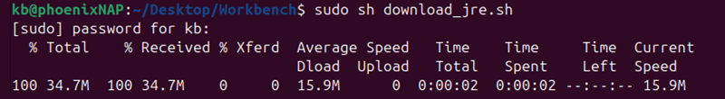 sudo sh download_jre.sh terminal output