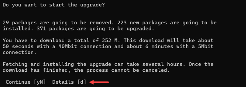 Confirming the upgrade process.