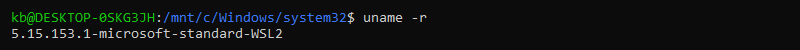 wsl ubuntu uname -r terminal output