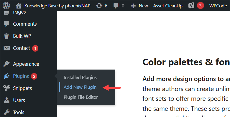 Adding a new plugin to WordPress.