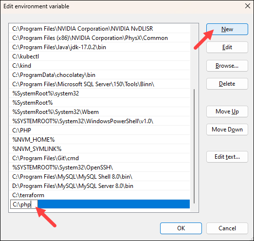 Adding a new environment variable to path in Windows.