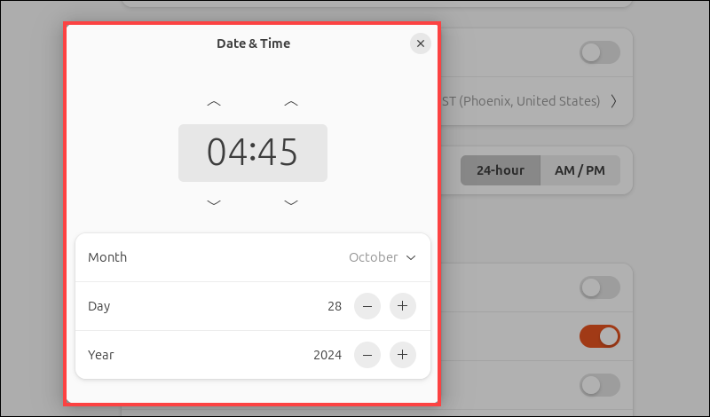 Adjust the system time and date in the Ubuntu GUI.