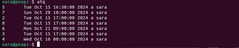 atq terminal output