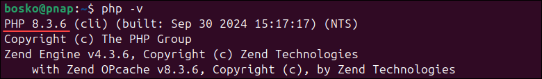 Checking PHP version using the command line in Ubuntu.