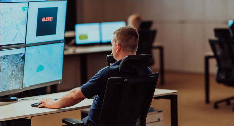 Security staff monitoring hyperscale data center facilities.