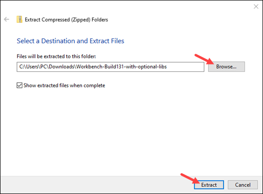 Extract SQL Workbench destination folder