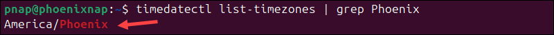 Filter timezone list in Ubuntu.