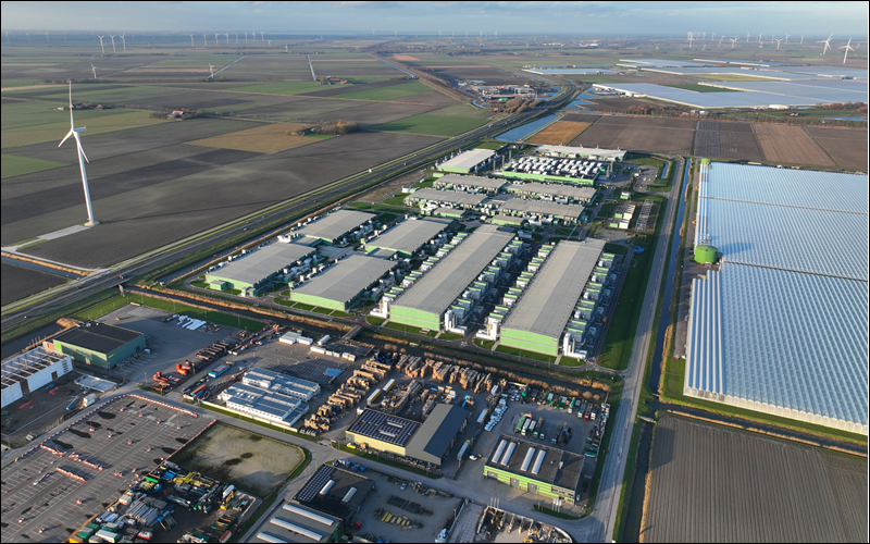 An areal view of the Middenmeer data center.