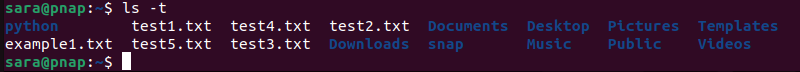 ls -t terminal output