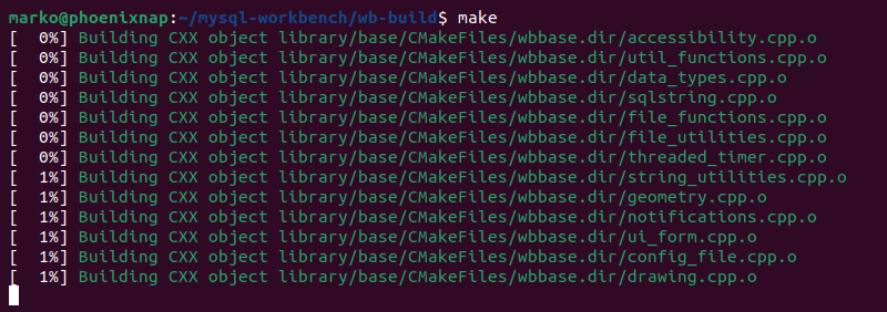 The output of the make command.