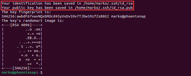 SSH public key pair generated.