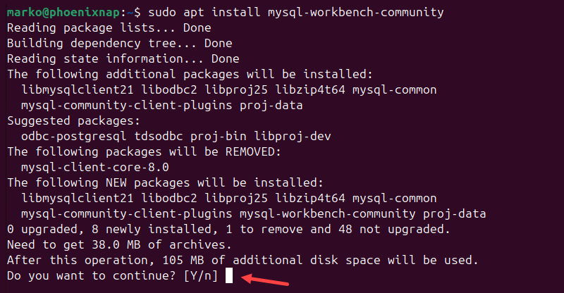 Installing MySQL Workbench Community from the official APT repository.