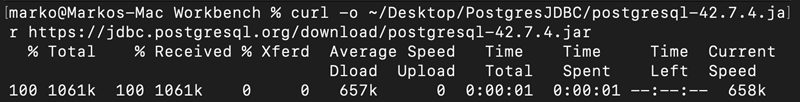PostgresJDBC driver download Mac output