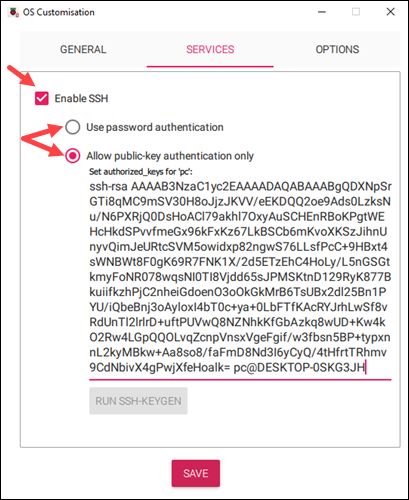 Raspberry Pi OS customisation services enable SSH public-key