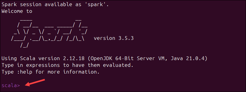 Opening the Scala shell in Spark.