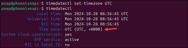 Set system timezone to match UTC timezone.