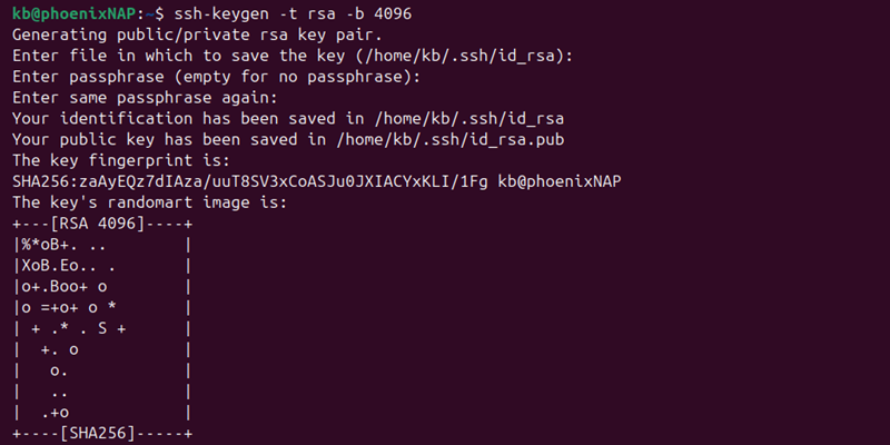 ssh-keygen rsa terminal output
