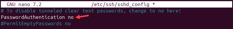 sshd_config PasswordAuthentication no