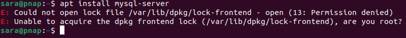 apt install mysql-server terminal output