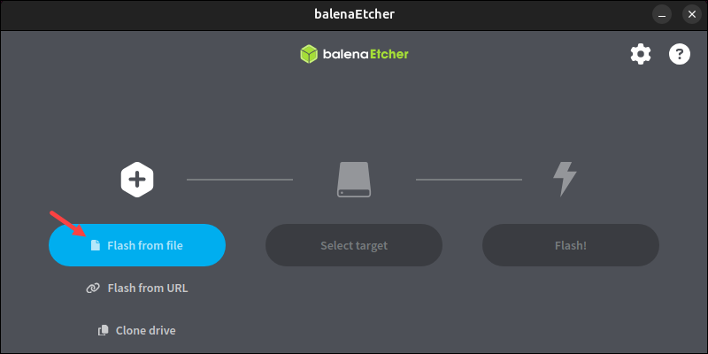 balenaEtcher Flash from file button