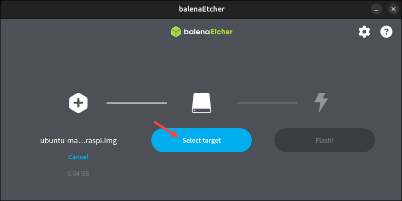 balenaEtcher Select target button