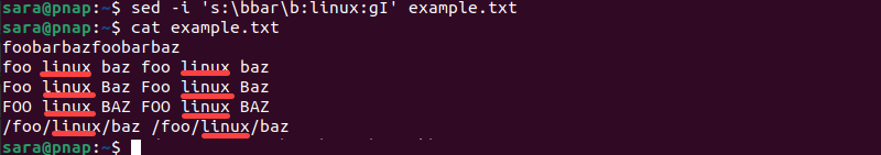 cat example.txt terminal output ignore a substring