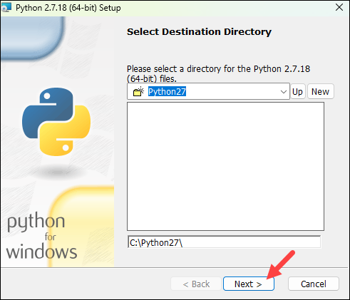 Define Python installation folder on Windows.