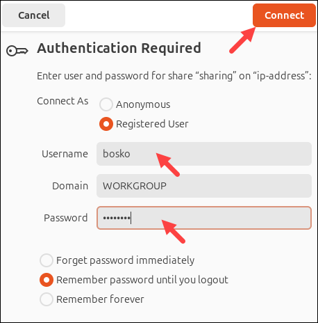 Authenticating access to the shared directory.