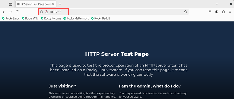 HTTP server test page Rocky Linux