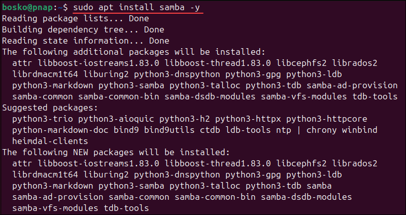 Installing Samba on Ubuntu.