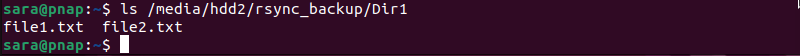 ls /media/hdd2/rsync_backup/Dir1 terminal output