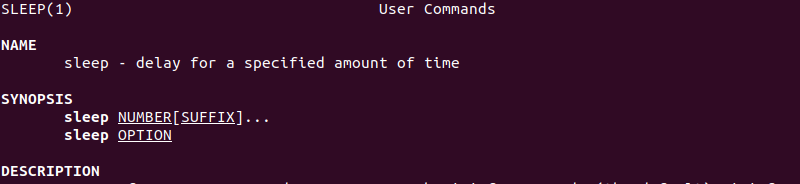 man sleep terminal output