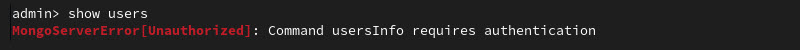 Mongo server error authentication