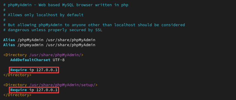 phpMyAdmin config Require IP