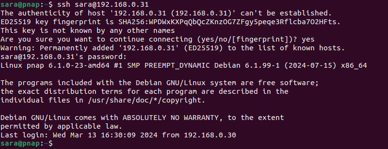 ssh terminal output