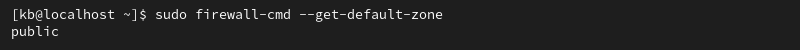 sudo firewall-cmd --get-default-zone terminal output