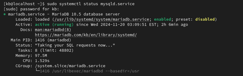 sudo systemctl status mysqld.service