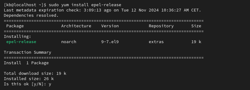 sudo yum install epel-release