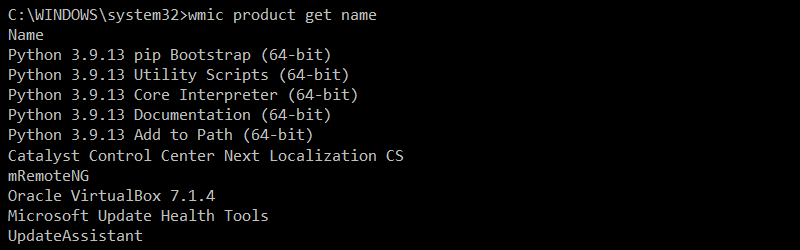 Using the wmic command in the Windows Command Prompt.