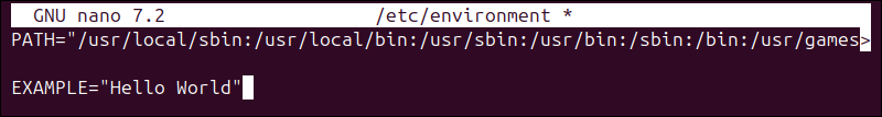 Adding a variable to the /etc/environment config file.