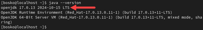 Verify Java installation by checking the program version.