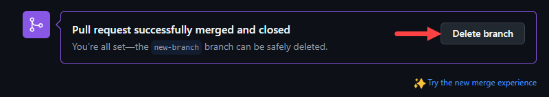 Deleting a branch after a successful merge.