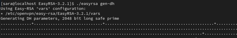 ./easyrsa gen-dh terminal output