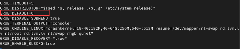 GRUB default line in Vim