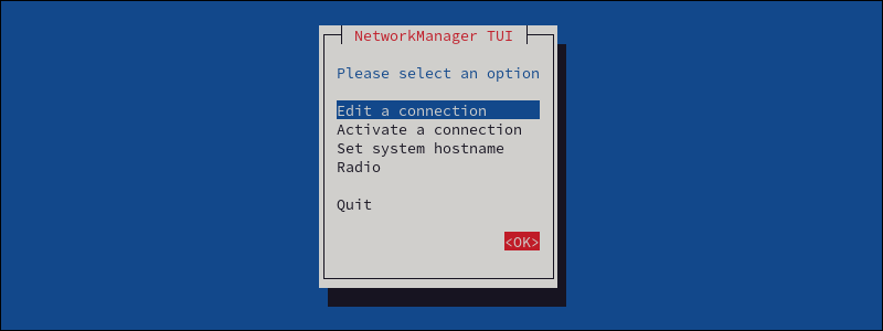 NetworkManager TUI Edit a connection selected