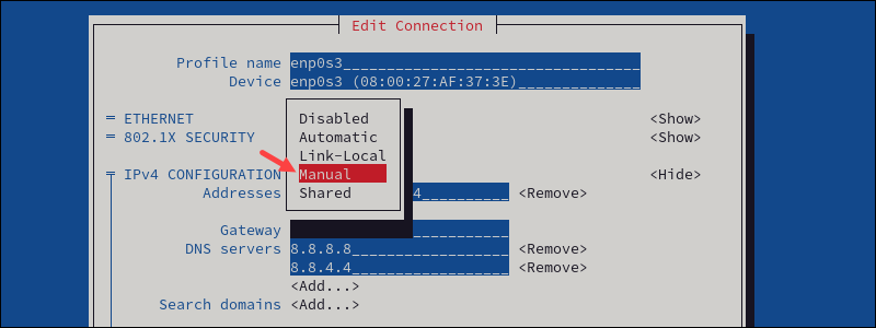 NetworkManager TUI manual